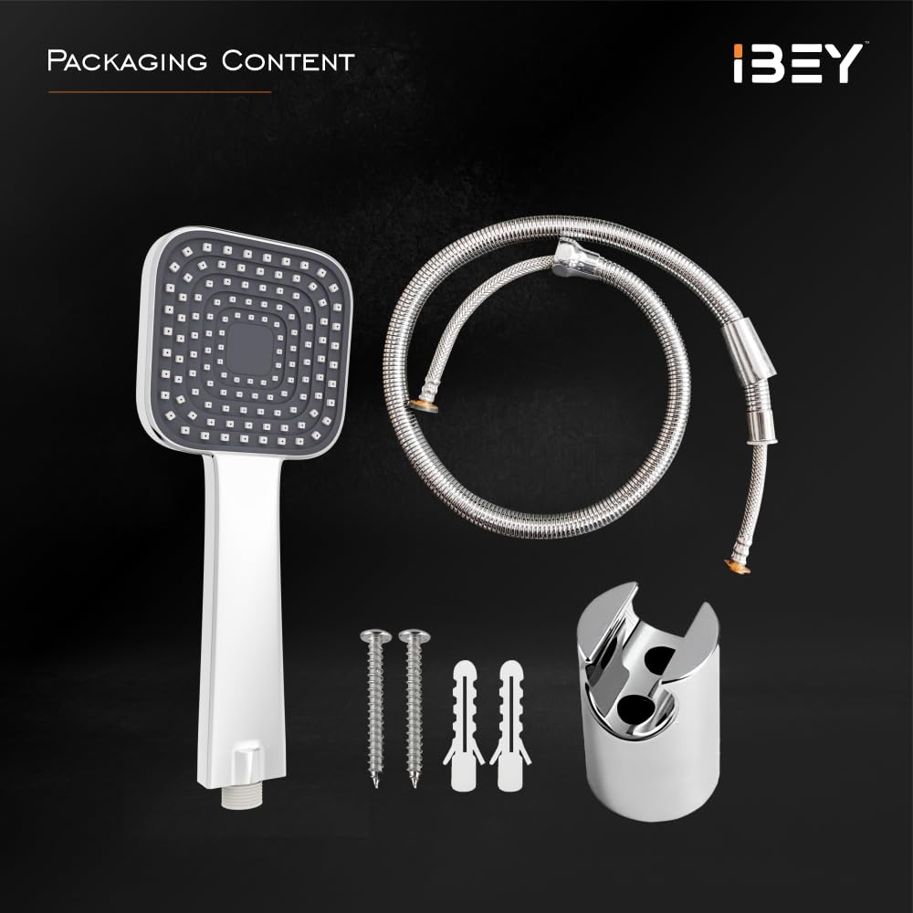Square Handheld Shower Head Set With Hose And Wall Hook