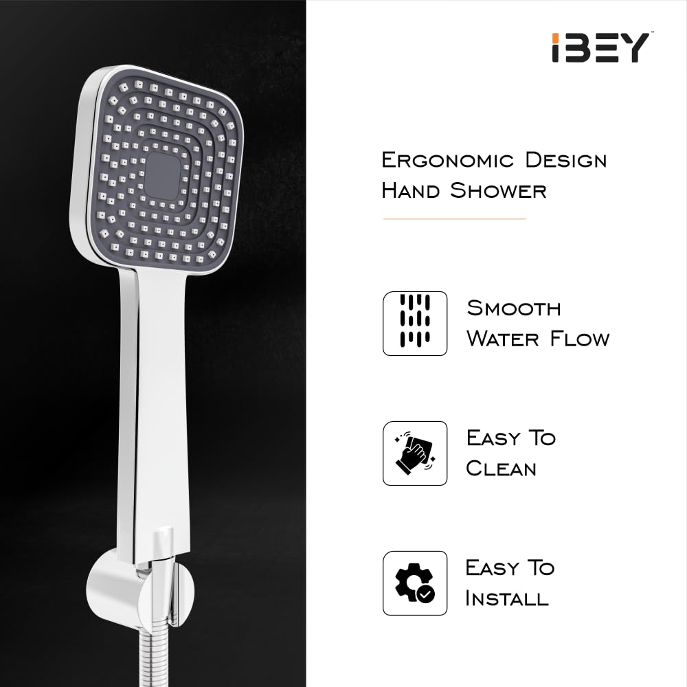 Square Handheld Shower Head Set With Hose And Wall Hook